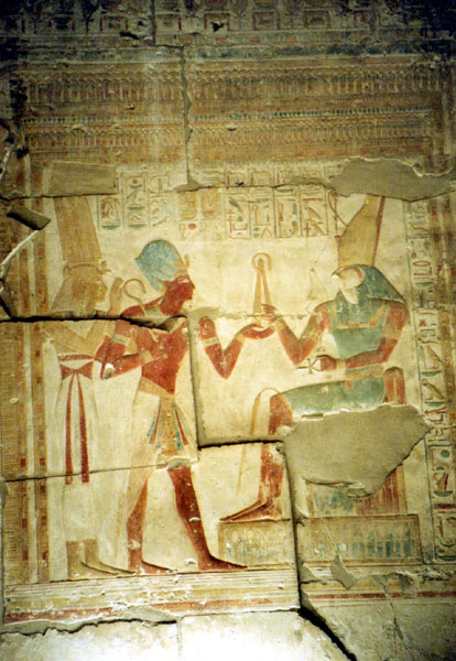 Temple of Seti I at Abydos - Horus, Seti, and Isis